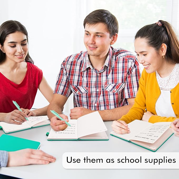 feela 24 Pack Journal Notebook Bulk for Work, Business Notebook Hardcover Lined Writing Journal with Pen Holder for Men Women Note Taking, with 24 Black Pens, 120 GSM, 5.1”x8.3”, A5, Aqua