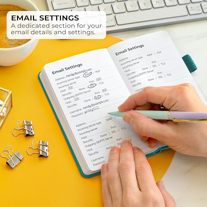 Clever Fox Password Book – Alphabetized Internet Address & Password Organizer - Computer & Website Password Keeper Notebook – Log-In Password Journal – Pocket, 6.2x3.5″, Hardcover (Turquoise)