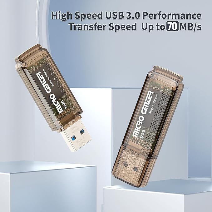 INLAND Micro Center Superspeed 10 Pack 32GB USB 3.0/USB3.1 Gen1 Flash Drive Gum Size Memory Stick Thumb Drive Data Storage Jump Drive, 10X Faster Than USB 2.0 USB Drives (32G 10-Pack)