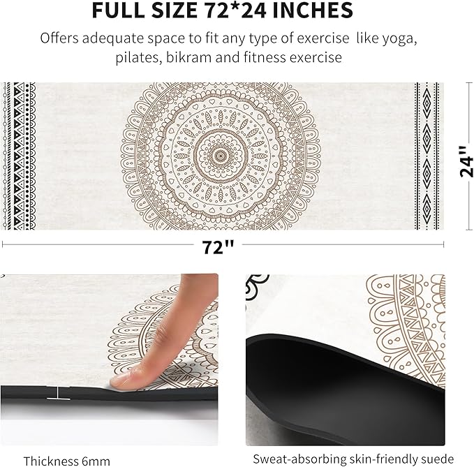 nuveti Yoga Mat Print Extra Thick TPE Non Slip Fitness Exercise Mat with Carrying Bag,72"x24" Extra Thick 6MM Exercise & Workout Mat for Yoga, Pilates Fitness and Floor Exercises