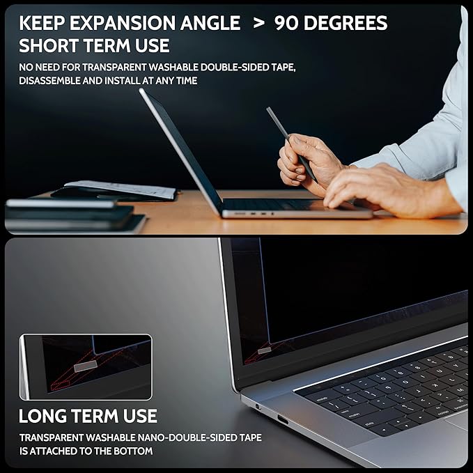 Magnetic 360° Privacy Screen for Macbook Pro 16 Inch (2021-2024, M1, M2, M3, M4), Removable Matte Anti Glare Blue Light Protector 4 Way Private Security Filter for Mac Laptop Computer