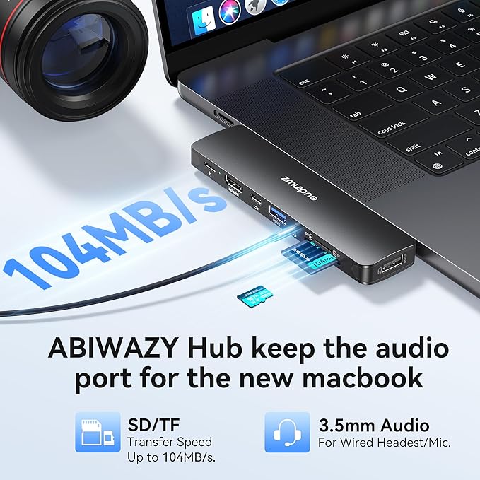 USB C Hub Adapter for MacBook Pro Air 2025-2016 Docking Station for MacBook M4 M3 M2 M1 USB C to HDMI Mac Accessories Multiport Dongle with 4K HDMI USB 3.0 SD TF Thunderbolt 3 USB-C Port Type C