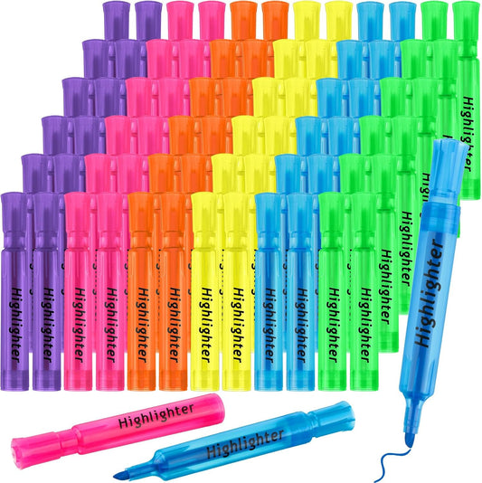 Teling 72 Pcs Highlighters Bulk Chisel Tip Tank Style Highlighters for School Classroom Assorted Color Fluorescent Pens for Office Shop