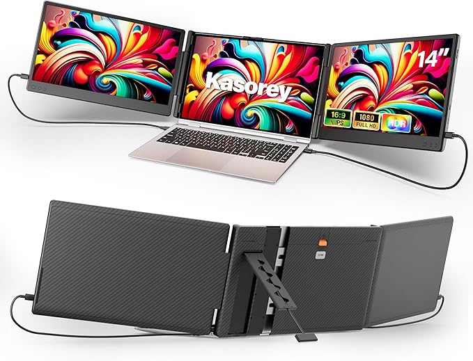 2025 New Upgraded Laptop Screen Extender Portable Monitor, 1080P FHD IPS Screen, Monitor Extender for Laptop, Fit for 13-17" Laptops, Plug & Play Compatiable with Windows/Mac/Android/Switch (14 inch)