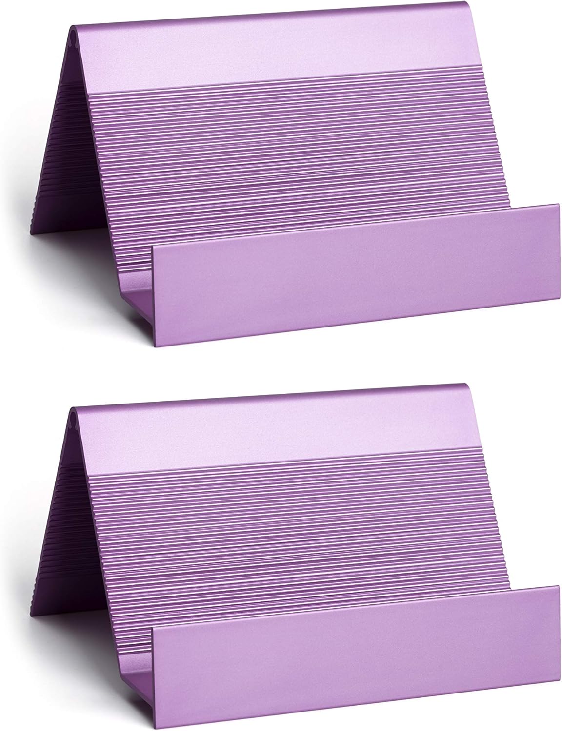 Business Card Holder Aluminum Business Card Display Stand Desktop Organizer, High-end New Series (Light Purple) 1 Pack