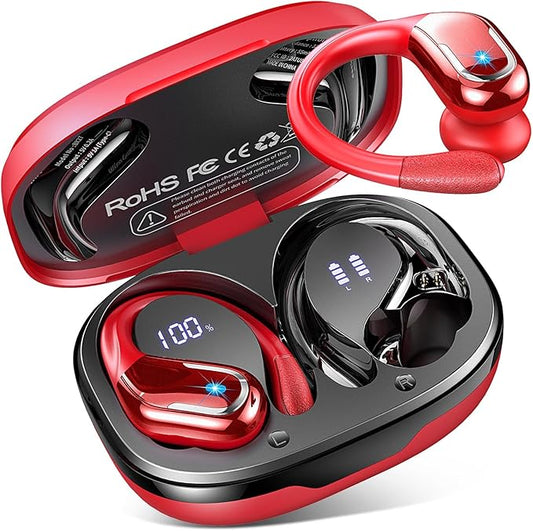 Wireless Earbuds Sport Bluetooth Headphones 5.4, 2025 Bluetooth Earbuds 75Hrs Stereo, 4 HD Mic, Over-Ear Buds with Earhooks ENC Noise Canceling Earphones, IP7 Waterproof Headset for Workout/Running