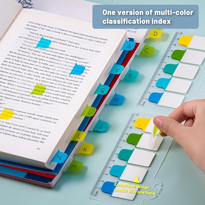 Golcellia 6 Pcs Sticky Tabs - 600 Sheets 5 - Color Notebook Index Tabs - Sticky Flags, Page Tabs - Durable Divider & Binder Tabs for Books & Bibles