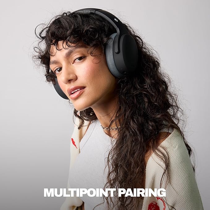 Skullcandy Crusher ANC 2 Wireless Over-Ear Bluetooth Headphones with Multi-Sensory Bass, Active Noise Cancelling, Up to 60 Hours Battery, Microphone for iPhone Android - Black/Asphalt