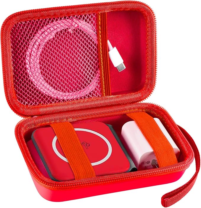 Travel Case for UCOMX for Nano/for Iseyyox/for LISEN/for RTOPS 3 in 1 Wireless Charger, Foldable Magnetic Charging Station Storage Holder Bag for Fast Charge Pad Cable and Adapter, Red-Box Only