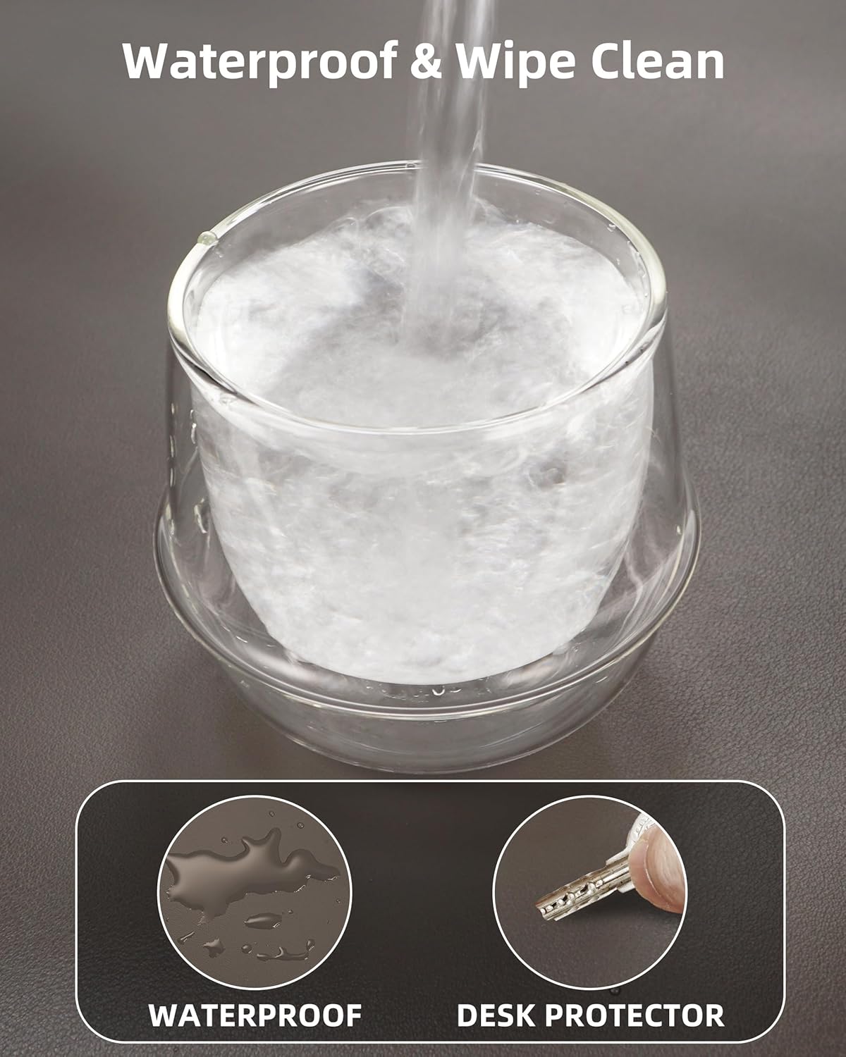 Desk Pad Mat - Leather Desk Pad Protector for Office and Home - Desk Organization and Accessories - Ideal for Large Mouse Pad and Desk Mats on Top of Desks(Dark Grey,35.4" x 17")