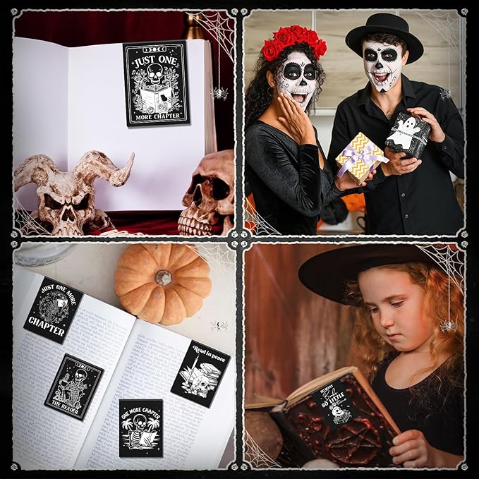 Skeleton Coffin Magnetic Bookmark - 8 Pcs Gothic Skeleton Magnetic Bookmarks Skull Horror Book Mark Magnets Page Marker Clip Gift for Book Lovers Students Teacher School Reading Book Marks