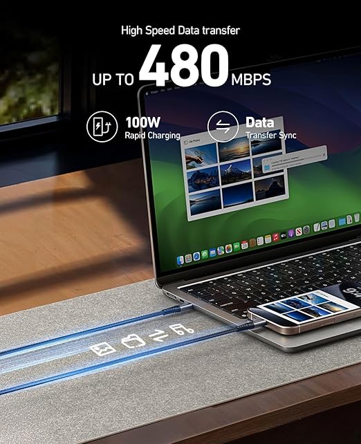 USB C to USB C Cable, 2Pack 10FT 60W(3.1A) Nylon Braided Charger Cable for for iPhone 17/16/16e/16 Plus/16 Pro Max/15/15 Plus/15 Pro Max, iPad Pro Air,Samsung S24/S24 Ultra/S23 USBC Charger