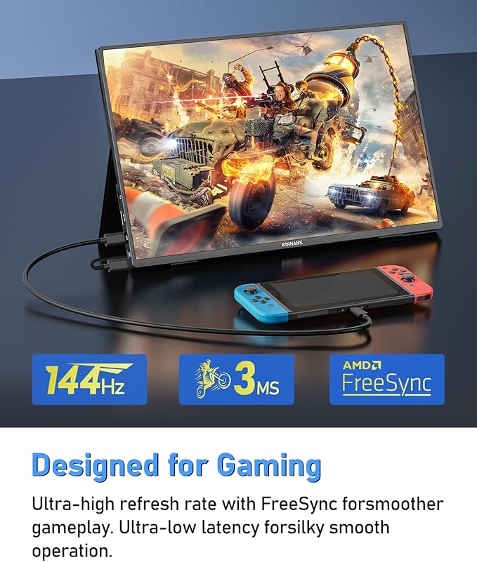 16" Smart Portable Monitor with Google TV OS, 2.5K QHD (2560x1600) 144Hz Display, 500 Nits Brightness, 100% sRGB, Wi-Fi/Bluetooth, USB-C/HDMI External Screen for Laptop/PC/Gaming Console