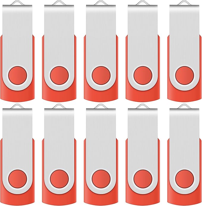 Enfain Red USB Flash Drive 16GB USB2.0 Memory Stick 10 PCS Thumb Drive Bulk Jump Drive Zip Drives, with Led Indicator, Plus 12 Removable Mark Labels (16 GB, Red, 10 Pack)