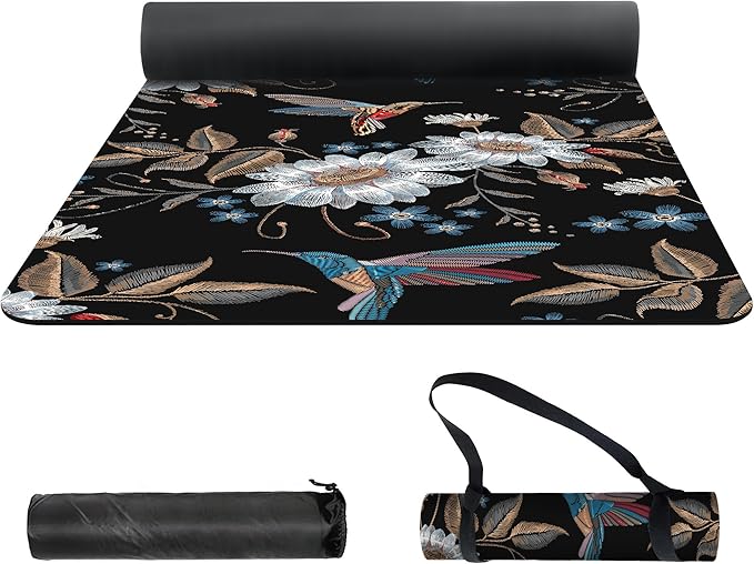 nuveti Yoga Mat Print Extra Thick TPE Non Slip Fitness Exercise Mat with Carrying Bag,72"x24" Extra Thick 6MM Exercise & Workout Mat for Yoga, Pilates Fitness and Floor Exercises
