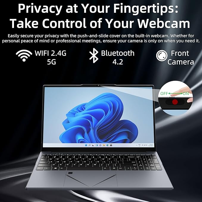 15.6" Laptop, Ryzen 5 3500U (Up to 3.7GHz) Quad-Core Processor, 16GB DDR4 RAM, 256GB NVMe SSD, Portable Notebook with Adjustable Touchpad & Privacy Webcam Switch (16＋256G)