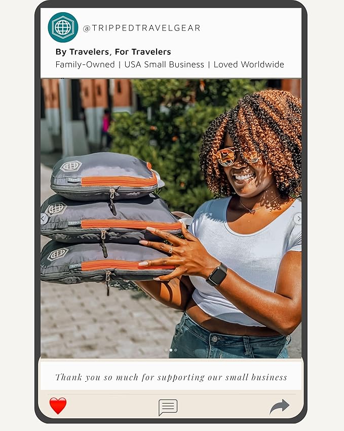 Extra Large Compression Packing Cube 6 Piece Set for Travel and Check Luggage by TRIPPED Travel Gear