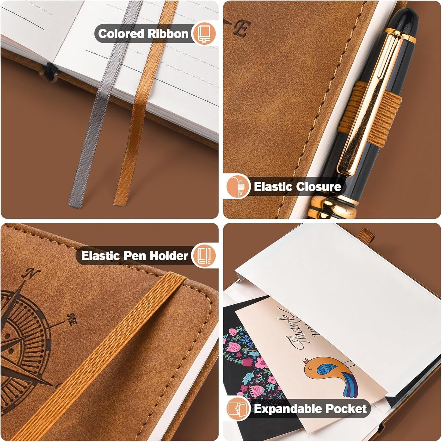 Notebook Journal for Women Men: Leather Journal for Writing, Hardcover College Ruled Journals Notebooks with Thick Paper, Large A4 Daily Journal for Travel, Diary, Gifts for Teens, 8.5"×11", Brown