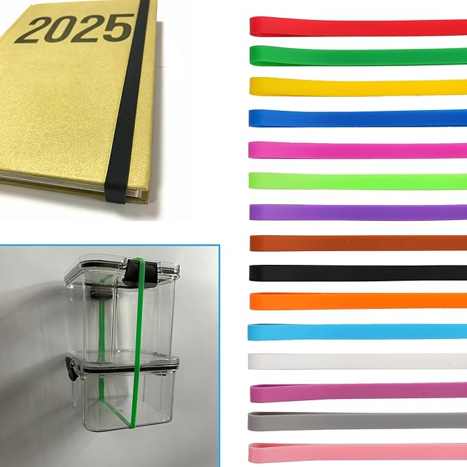 Rubber Bands Silicone 15 Pcs 5.5inch Elastic Bands for Notebook Books Cooking Wrapping Rubber Bands Boxes Wraps Office Supplies