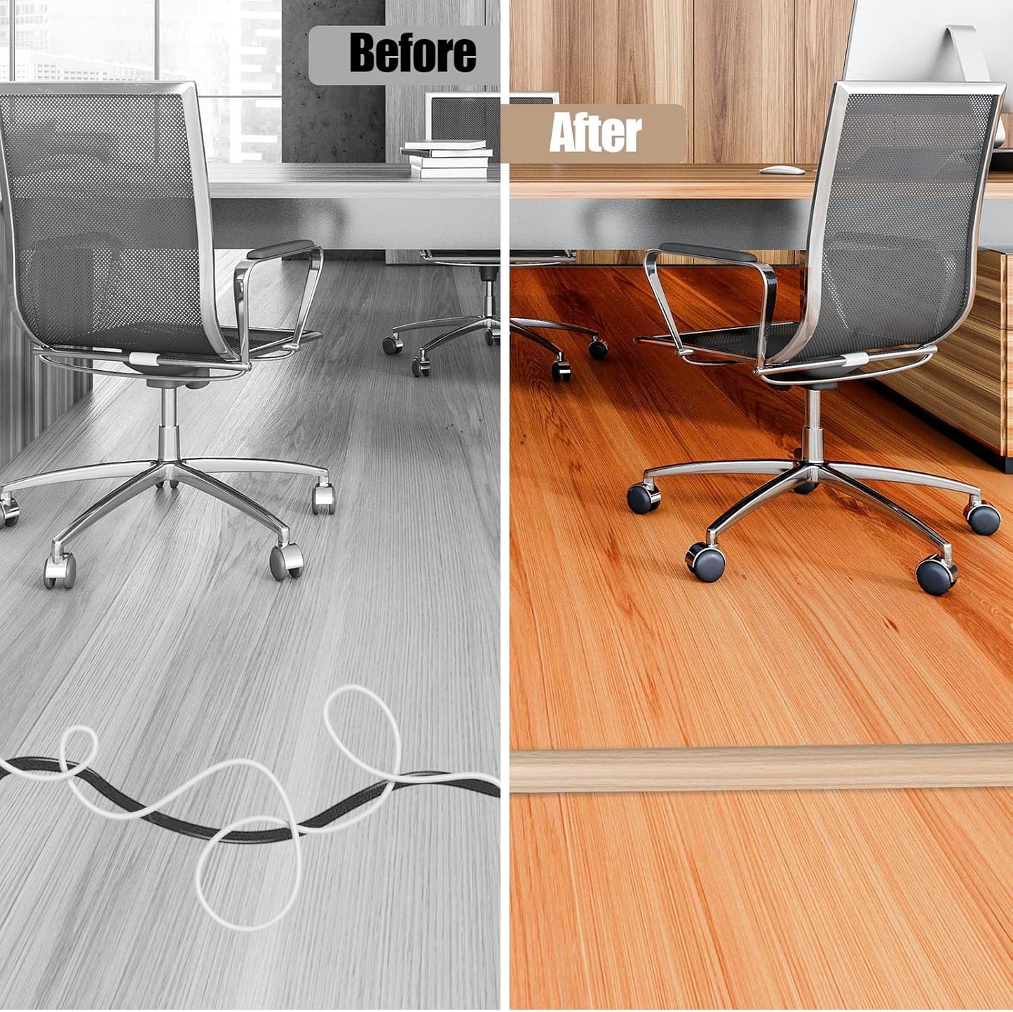 Floor Cord Cover Self Adhesive Cord Hider,3.3FT Cable Management, Extension Strip Protector for Wires, Prevent Cable Trips for Offices, Gyms, Exhibitions Cavity:0.3"(W) x0.28(H) WoodLightyellow