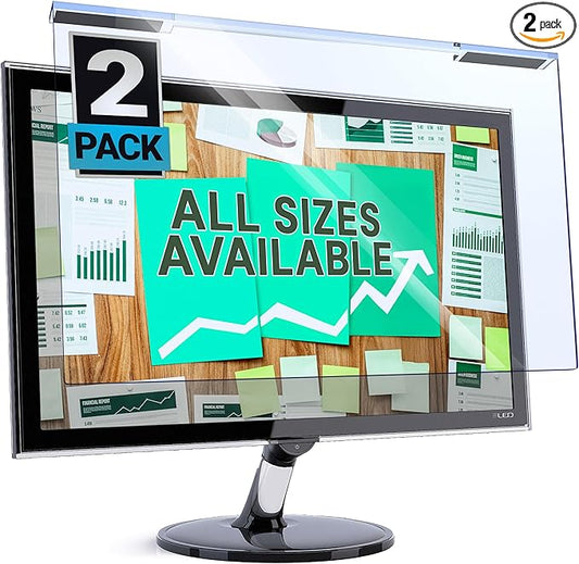 VINTEZ Blue Light Screen Protector for 23 Inch Computer Monitor and Laptop – Anti-UV Blue Light Blocking Film for Desktop PC, Eye Protection Filter, 20.6" x 12", 2 Pack