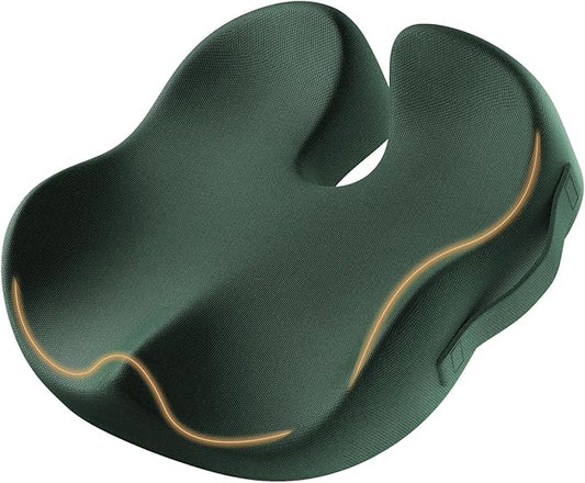 ProtoArc Seat Cushion, Office Chair Cushion for Sciatica, Coccyx Cushion, Ergonomic Memory Foam Seat Cushion for Car, Home, Pressure Relief Pad for Hip, Tailbone, All Day Comfort - Dark Green