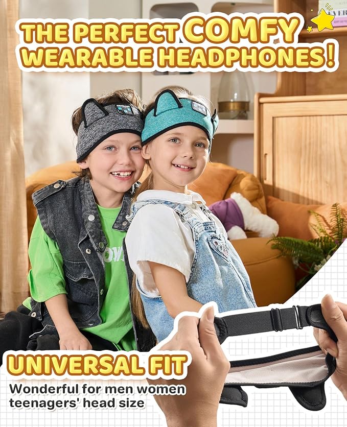 Kids Headphones, Bluetooth Headphones Adjustable Headband for Kids, Wireless and Wired Playback 3.5 MM Jack for School, Kids Headset for Girls Boys, Kindle Tablet Cellphones Airplane Travel Sleep