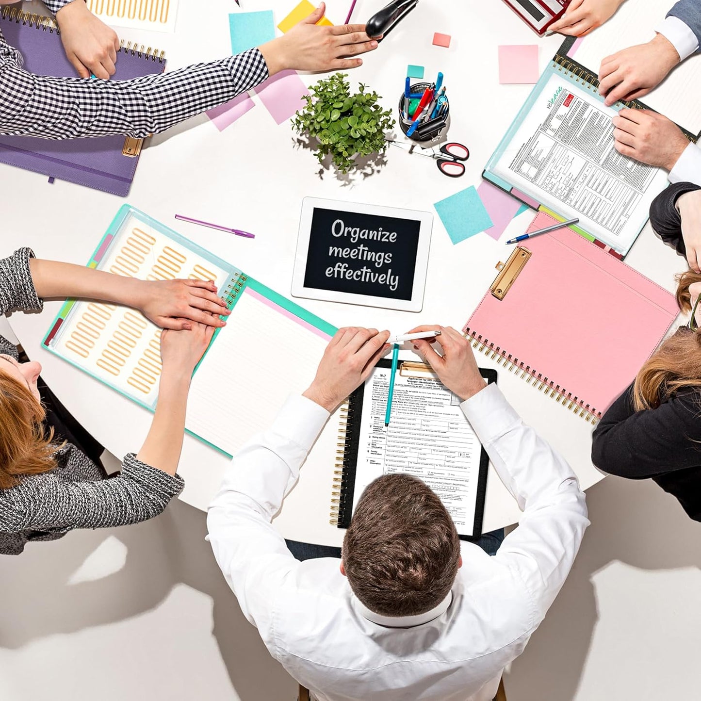 Ospelelf Foldable Spiral Clipboard Folio with Storage Zipper Pouch, 5 Plastic Folders with 10 Pockets,Refillable Lined Notepad (11" x 8.5"), Hardcover Project Organizer with 39 Stickers (Grey)