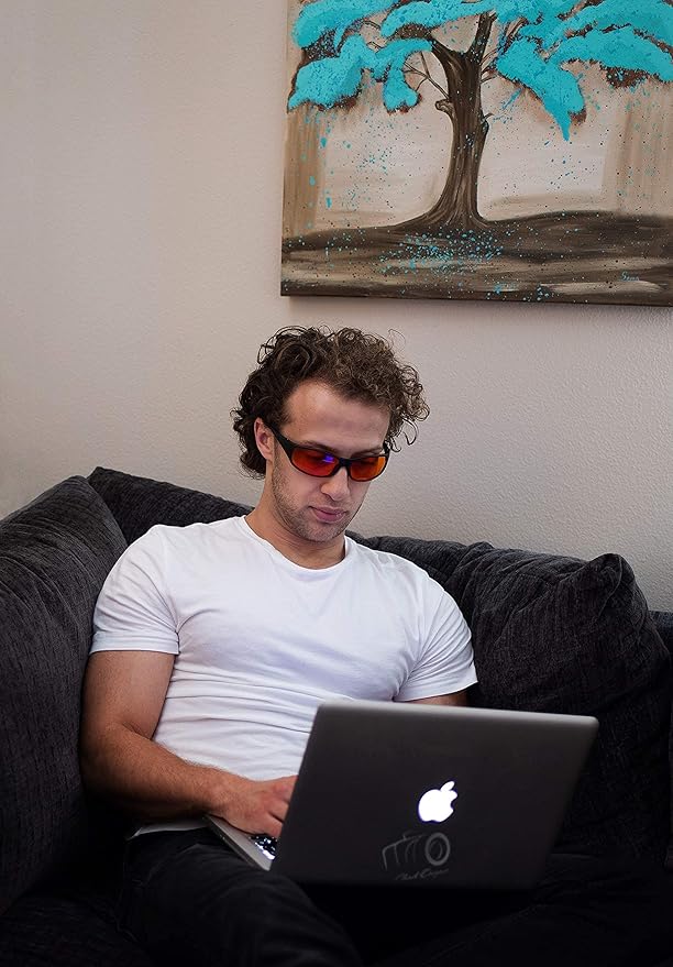 Blue Light Blocking Amber Glasses for Sleep 99.9 Percent Effective - Nighttime Eye Wear - Special Orange Tinted Glasses Help You Sleep and Relax Your Eyes