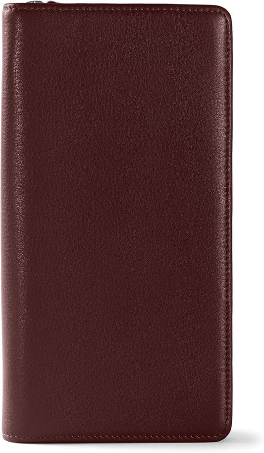 Leatherology Bordeaux Travel Zip Organizer Wallet, Passport Holder, RFID Available, Full Grain Leather