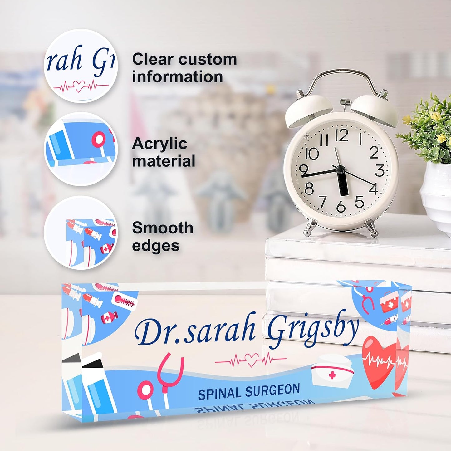 Custom Name Plate for Desk | Personalized Desk Name Plate | Personalized Boss Employee Appreciation Gifts | Acrylic Name Plate Office Desk Accessories (A-for Nurse)