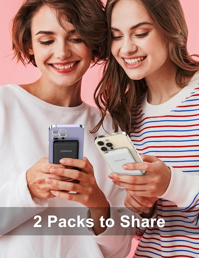 10000mAh Slim Portable Charger with Built in Cable, Power Bank Travel Charger External Battery Pack for Phone, 4 Output USB Type C Cord Clutch Charger Compatible with iPhone, 2 Pack Black & White