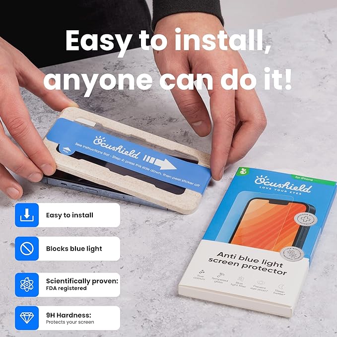 Ocushield Anti Blue Light Tempered Glass Screen Protector for iPhone XR | iPhone 11 6.1" - Protect Your Eyes, Reduce Migraines & Improve Sleep