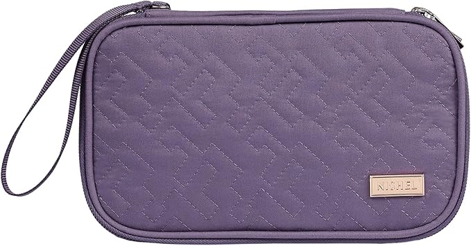 NISHEL Travel Cord Organizer Case, Double Layers Tech Electronic Bag, Essentials for Charger, Cable, Phone, Flash drive, Purple