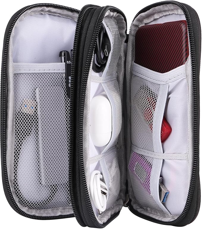 JIAKAI Travel Cable Organizer - Electronics Accessories Bag-Black