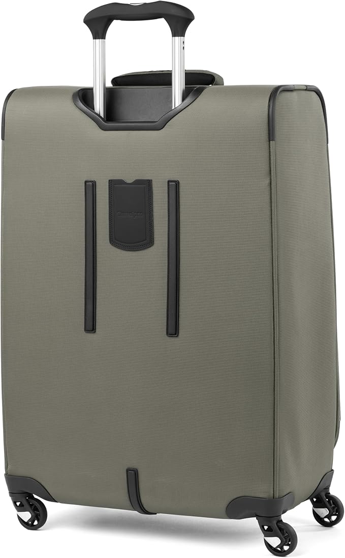 Travelpro Maxlite 5 Softside Expandable Checked Luggage with 4 Spinner Wheels, Lightweight Suitcase, Men and Women, Slate Green, Checked Medium 25-Inch