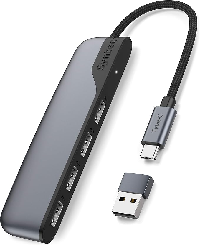 Syntech USB C to USB Hub 4 Ports, Syntech Type C to USB 3.0 Hub with a USB C to USB Adapter (USB 2.0), Thunderbolt 3 to USB Hub, Compatible with iOS/Android