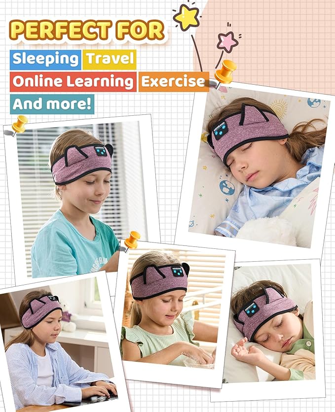 Kids Headphones, Bluetooth Headband Earphones for Children,Baby,Toddlers.Kids Headband Headphones for Home,Plane & Car Travel Accessories with Wired Playback 3.5 MM Jack, Wireless & Wired Palyback