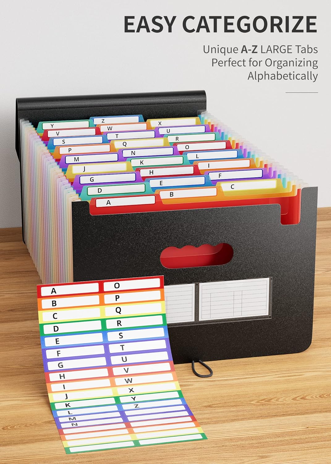 ABC life 26 Pockets Accordion File Organizer/Expanding File Folder A4 Letter Size Expandable Filling Box/Plastic Accordian Document Paper Coupon Bill Receipt Organiser, A-Z Alphabetical Colored Tabs