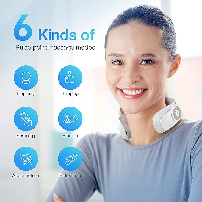 COMFIER Portable Heated Neck Massager, EMS Intelligent Electric Neck Massager with Heat and 3D Electrode Pads for Women Men