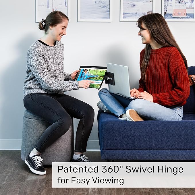 SideTrak Swivel 14" Attachable Portable Monitor Extender, FHD TFT Laptop Dual Screen with Kickstand + Unique Swivel Hinge, Compatible with Mac, PC, Chrome, USB or Mini HDMI Port Power (w/Protector)