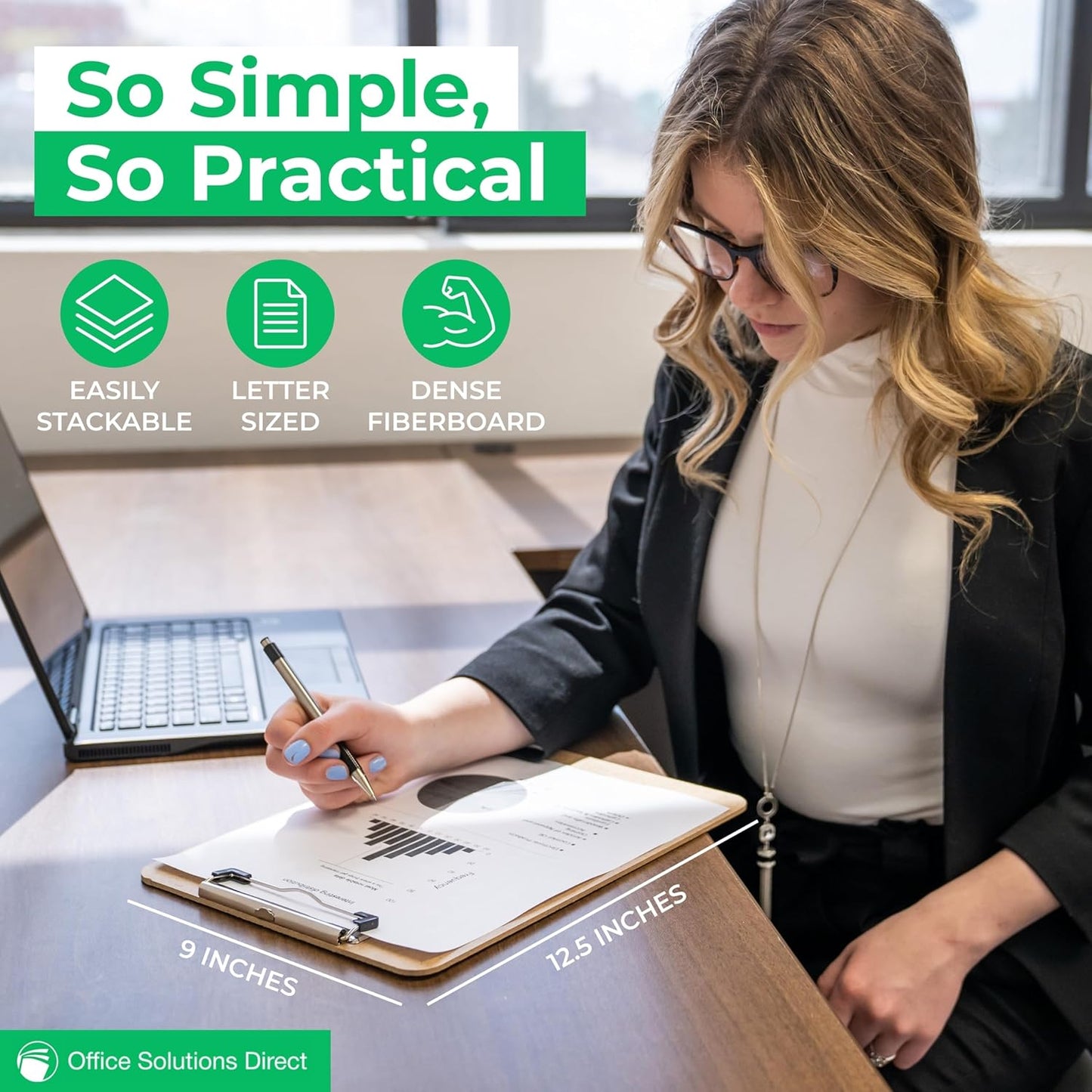 Letter Size Clipboards with Low Profile Clip (Set of 10) - Wood Clipboards Bulk 10 Pack, Heavy Duty Clipboard, Back to School Teacher Classroom Supplies, School Supplies for College Students