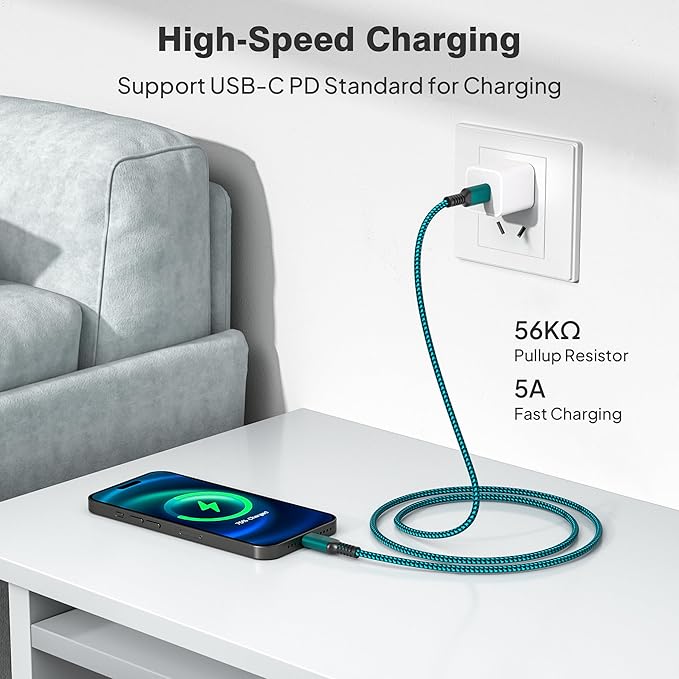 Elebase iPhone Air Charging Cord 3.3/6.6/10FT 3Pack,USB C to Type C,100W Fast Charger USBC Car Carplay Cable for Apple 17 16 16e 15 Pro Max,AirPods 3,iPad Air 4 5,Mini 6,Samsung Galaxy Tab S10 S25