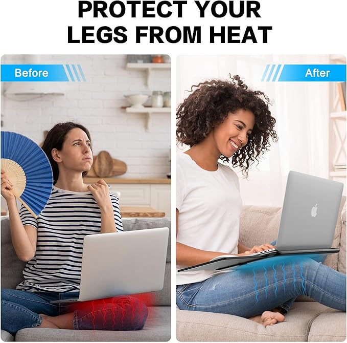 AboveTEK Portable Laptop Lap Desk w/Retractable Left/Right Mouse Pad Tray, Non-Slip Heat Shield Tablet Notebook Computer Stand Table w/Sturdy Stable Work Surface for Bed Sofa Couch or Travel