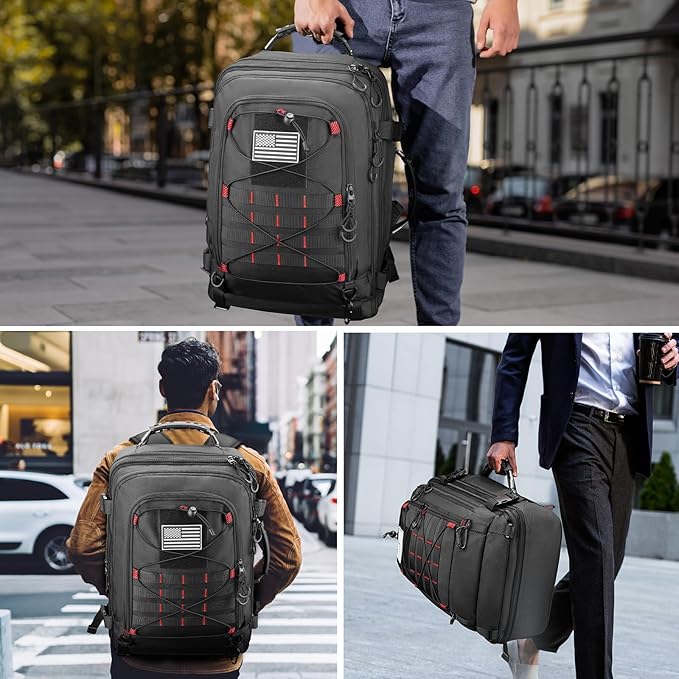 Vancropak Travel Backpack for Men, Extra Large 17.3 inch Laptop Backpacks, Flight Approved Sturdy Carry on Suitcase for Airplanes with 3 Packing Cubes, Expandable 50L Luggage Daypack Duffel Bag, Black