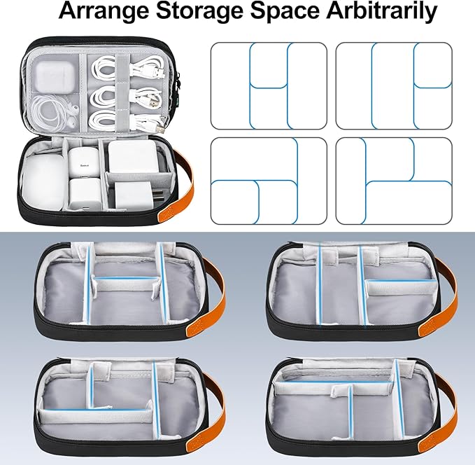 Lacdo Cord Organizer Travel, Electronics Organizer Travel Case, Cable Organizer Bag Case Storage for Cords, Chargers, Phone, Cables, SD Card, Usbs, Essentials, Black
