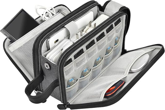 Electronics Organizer, Cable Bag, Travel Essentials Cord Storage Case, Tech Accessories Pouch for Charger, Phone, Power Bank, USB Flash Drive, SD Cards (Box Only)