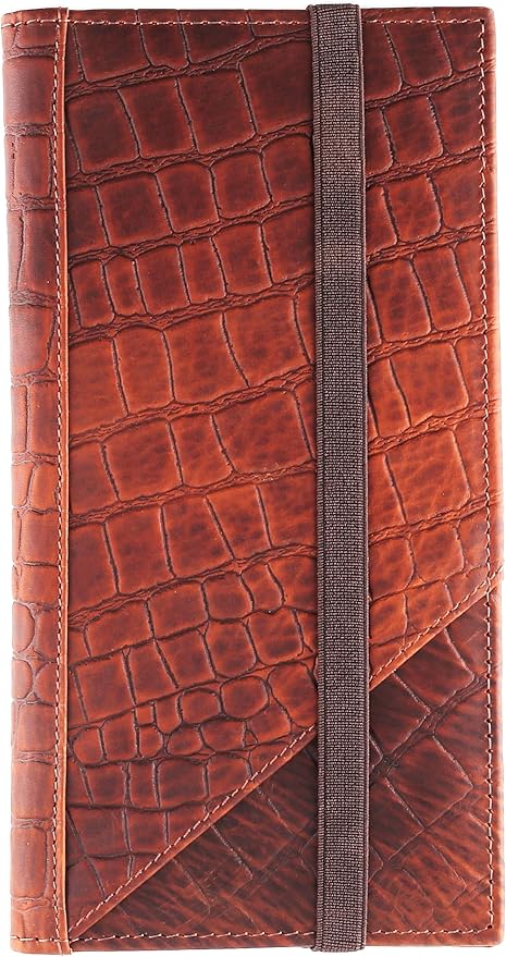 Passport Wallet - Travel Document Holder w/RFID Blocking – Full Grain Leather – Bifold big Wallet with Credit Card Slots for Women and Men,crocodile print,522-50