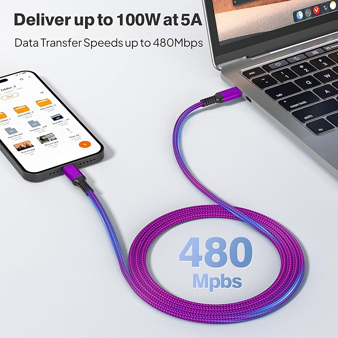 Elebase iPhone Air Charging Cord 3.3/6.6/10FT 3Pack,USB C to Type C,100W Fast Charger USBC Car Carplay Cable for Apple 17 16 16e 15 Pro Max,AirPods 3,iPad Air 4 5,Mini 6,Samsung Galaxy Tab S10 S25