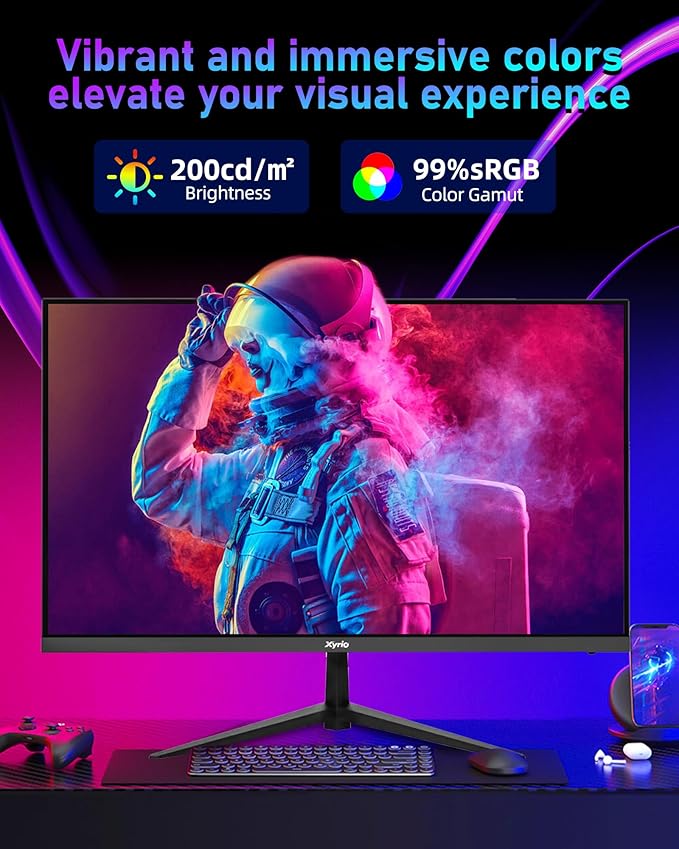 Gaming Monitor, 23.8'' Gaming Monitor FHD(1920x1080) 240Hz, Computer Gaming Monitors w/AMD FreeSync|1ms Display, Gaming Monitors w/ 100% sRGB, Build-in Speakers, VESA, Eye Care|Anti-Glare|Black